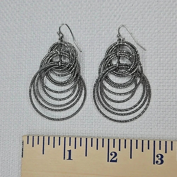 Lia Sophia Silver Sparkle Circle Statement Earrings - Picture 8 of 13
